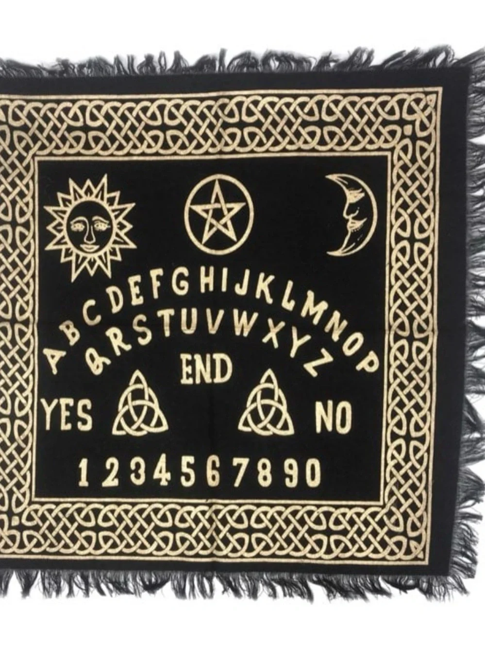 Black & Gold Spirit Board Altar Cloth – Celtic Ouija Style